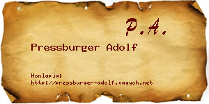 Pressburger Adolf névjegykártya